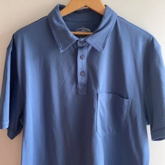 Champions Tour Men Blue Solid Button Short Sleeve Golf Polo Shirt Size Large - Picture 5 of 12